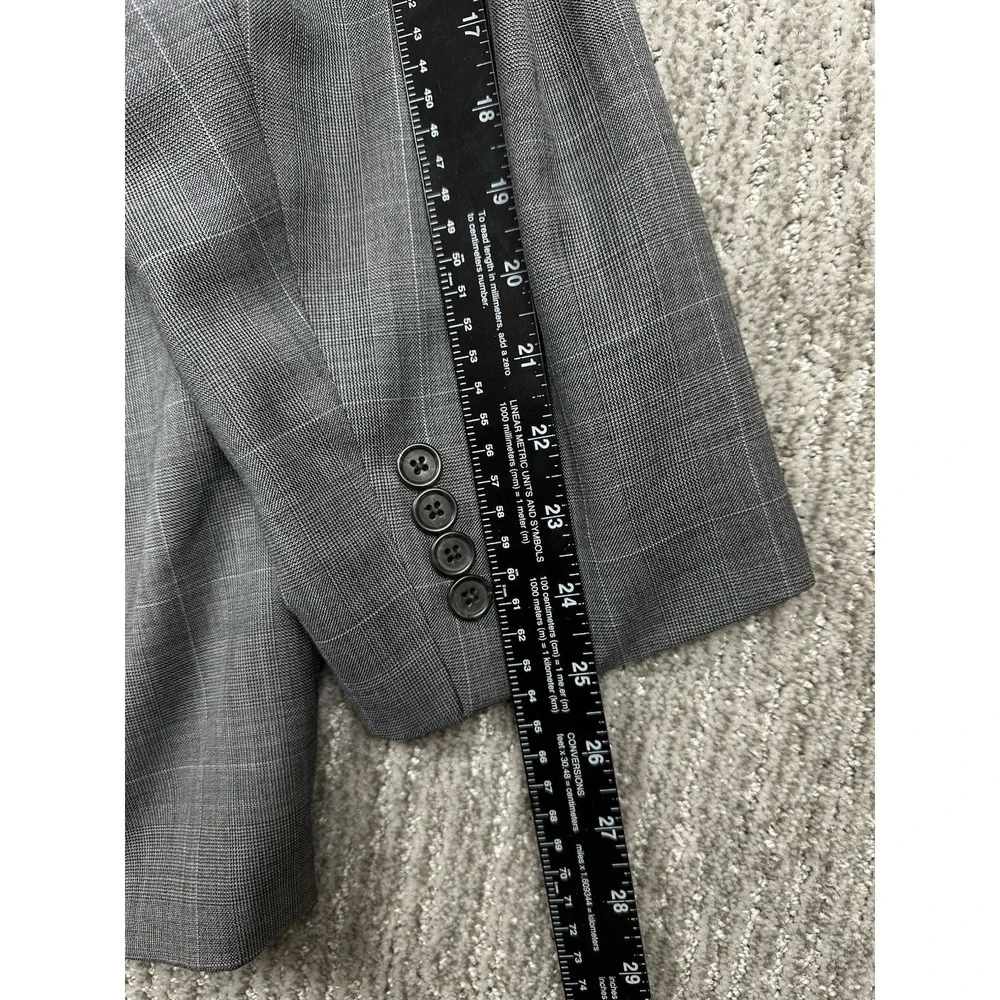 Lauren Ralph Lauren Blazer Mens Size 52R Gray Windowpane Plaid Suit Jacket Wool